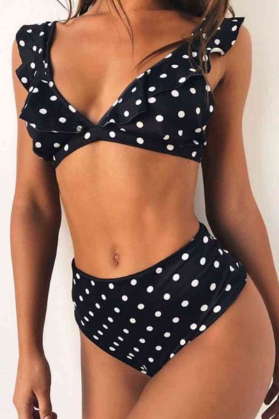 Angelsin Siyah Puantiyeli Bikini Takım Çok Renkli